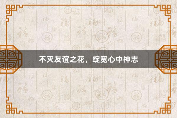 不灭友谊之花,绽宽心中神志